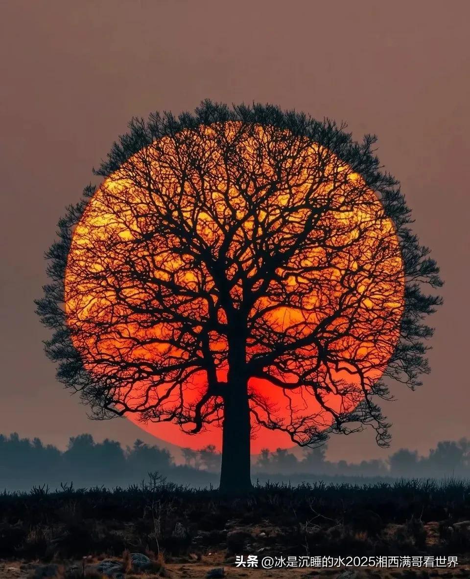转发分享一张美轮美奂、构图巧妙、意境很高的远摄镜头拍的太阳•树的精彩靓图。
张扬