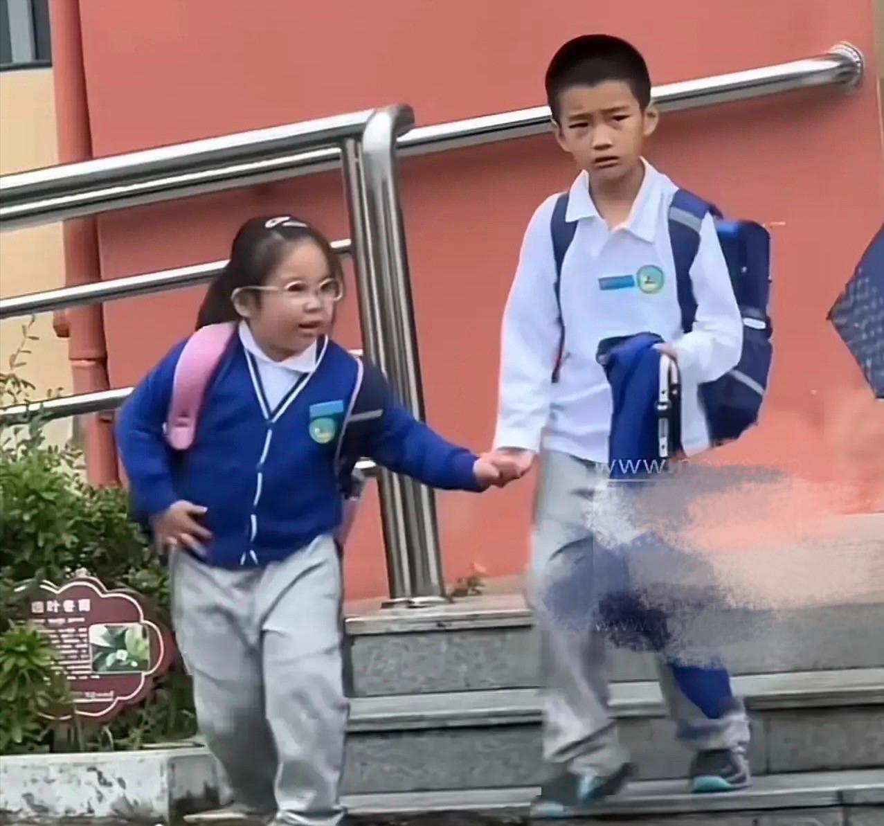 “这些孩子给全网上了一课！”，11月22日，浙江，女孩腿脚不便上楼梯困难，周围素