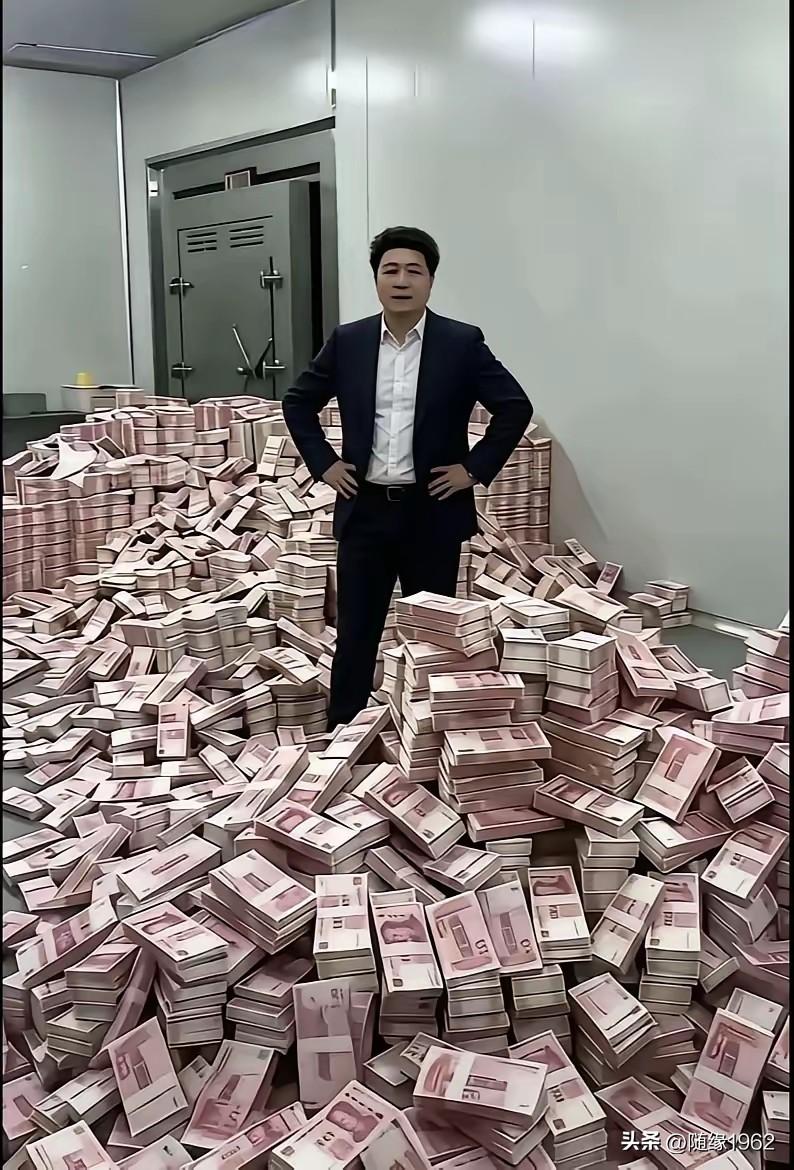 这是什么情况，谁会把那么多钱放在家里。这人好象是在看着钱发愁呀！