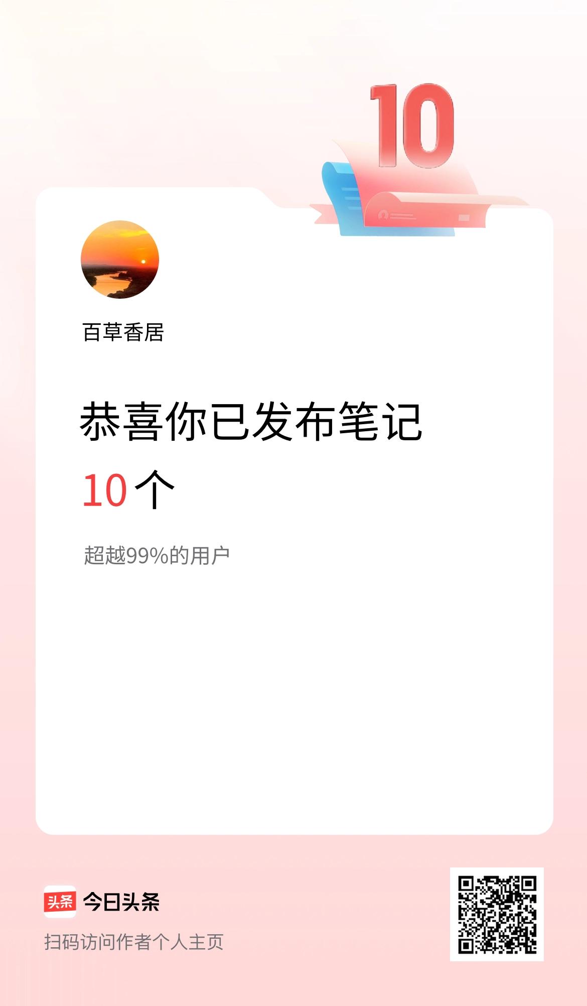 我在头条累计投稿笔记10个