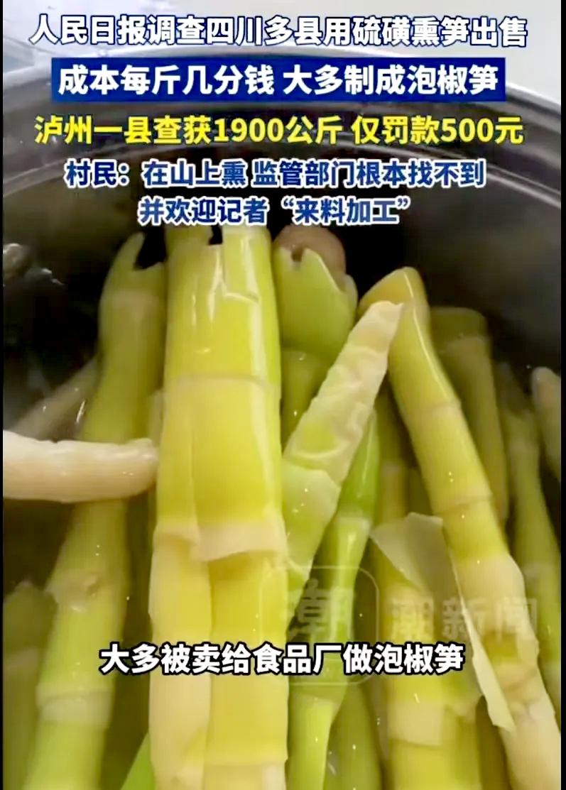 四川，一名记者实地暗访，发现有不少当地村民躲在山里违规用硫磺熏制竹笋，并且说相关