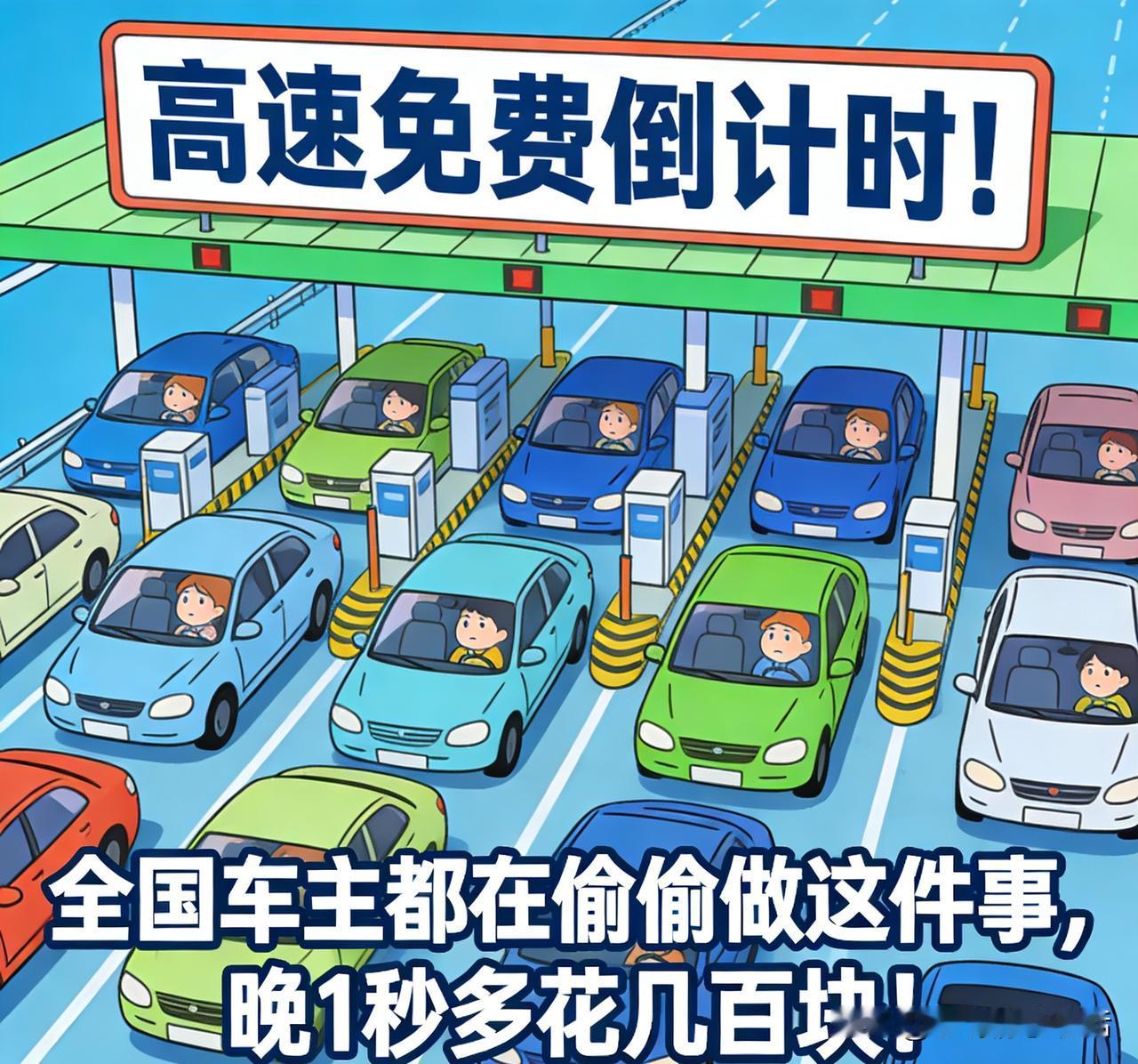 “高速免费倒计时！全国车主都在偷偷做这件事，晚1秒多花几百块！”🚗

今年春节