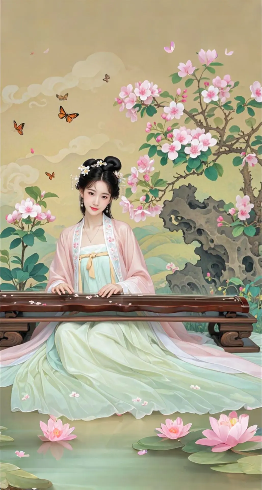AI扩图 AI海棠抚琴仙