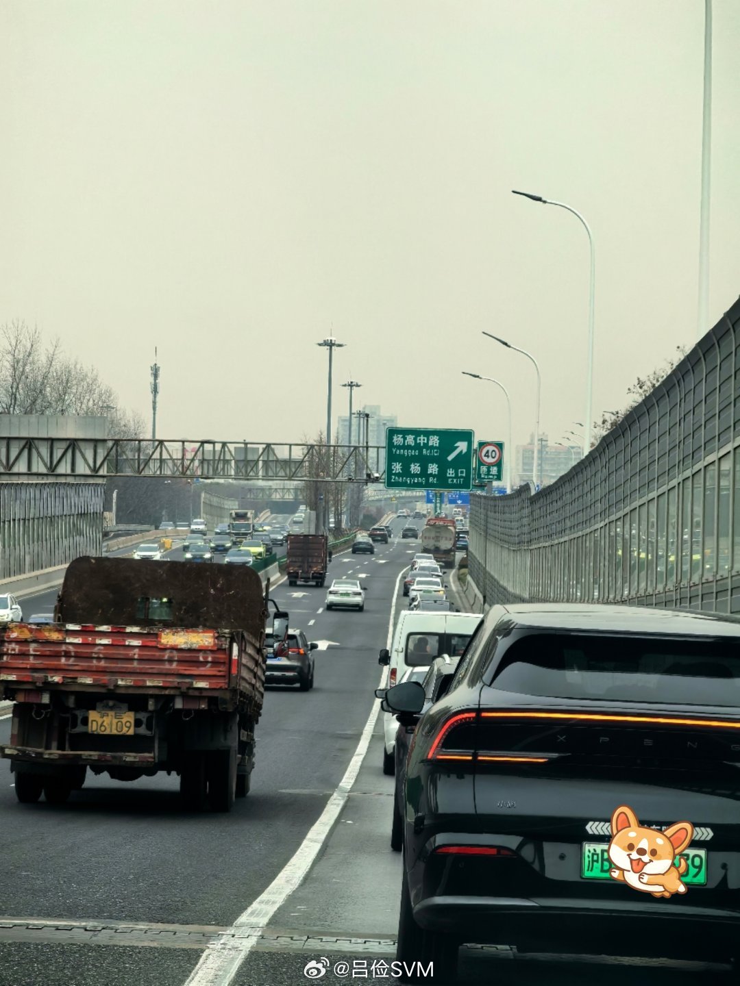 看眼一个车主实线变道。因为这条道有着接近一公里的长实线，很少见的长实线，错过得绕