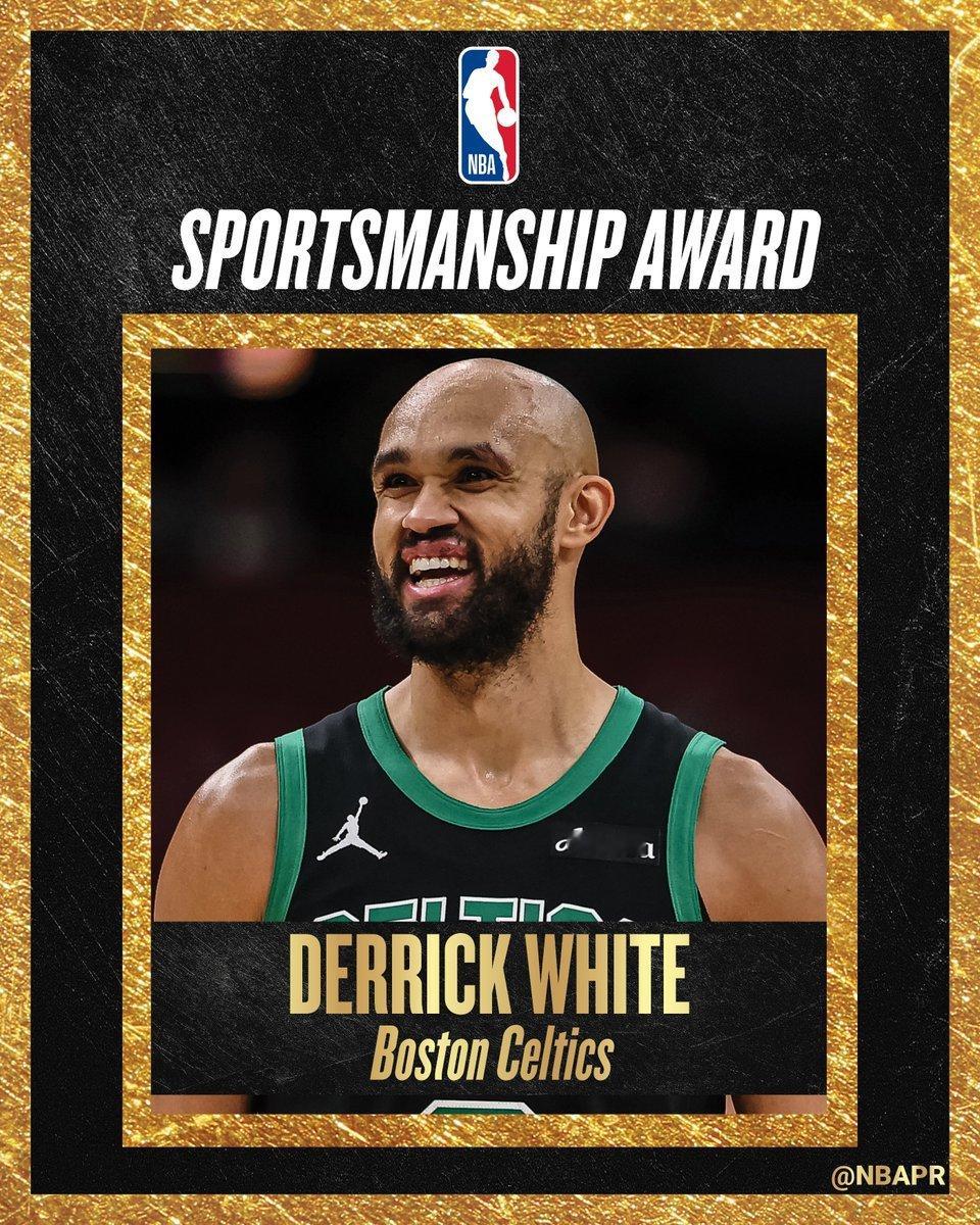 亚历山大在体育道德风尚奖中排名第六，德里克怀特得奖！编辑by小魏雷霆 雷霆2比0