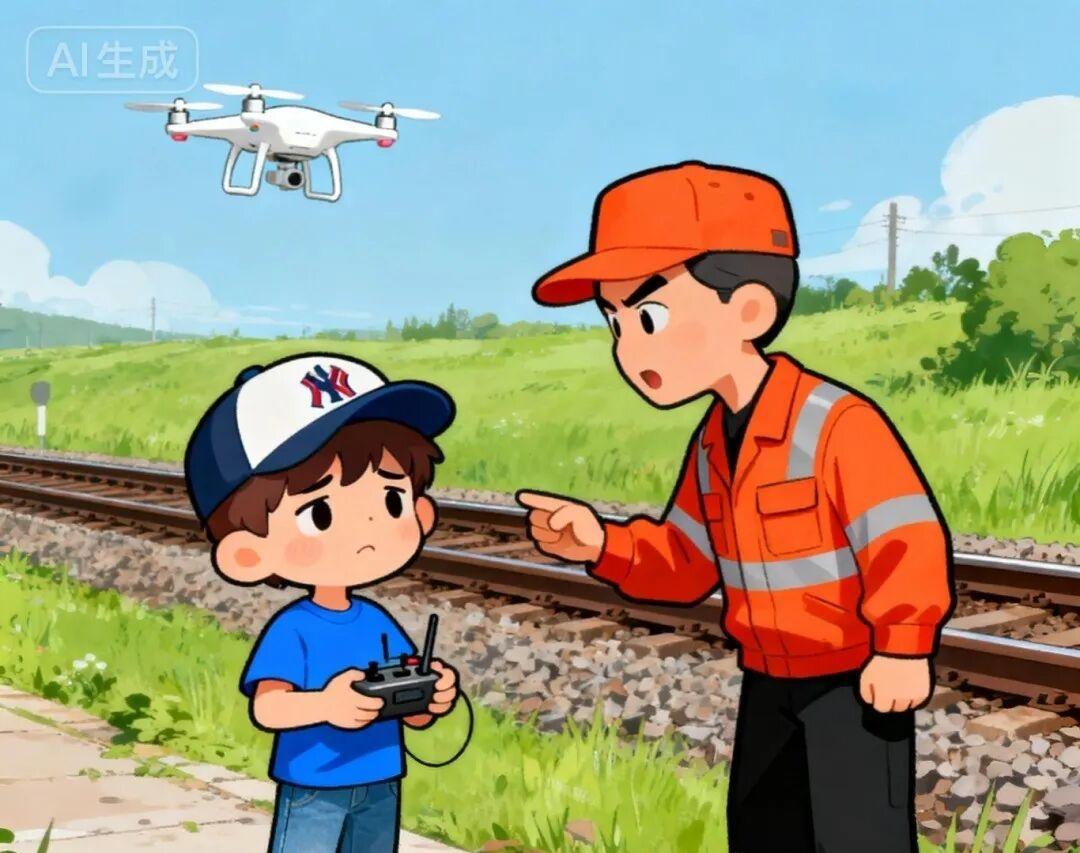 【铁路沿线禁飞无人机】铁路上方的电气化接触网通常使用27.5千伏的高压电，无人机