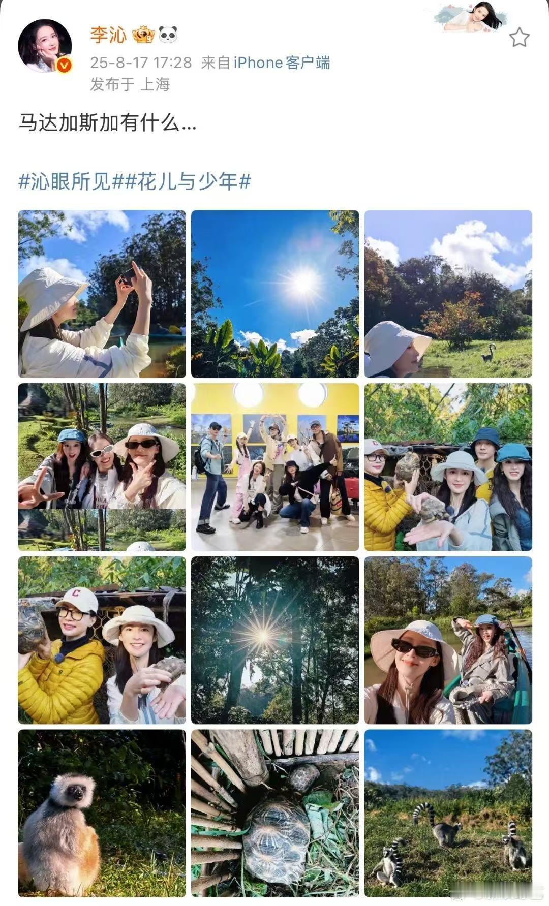 李沁马达加斯加plog李沁晒花少马达加斯加合照 李沁晒出的花儿与少年马达加斯加照