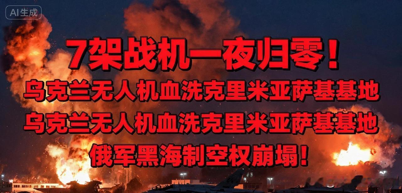 《7架战机一夜归零！乌克兰无人机血洗克里米亚萨基基地，俄军黑海制空权崩塌！》
