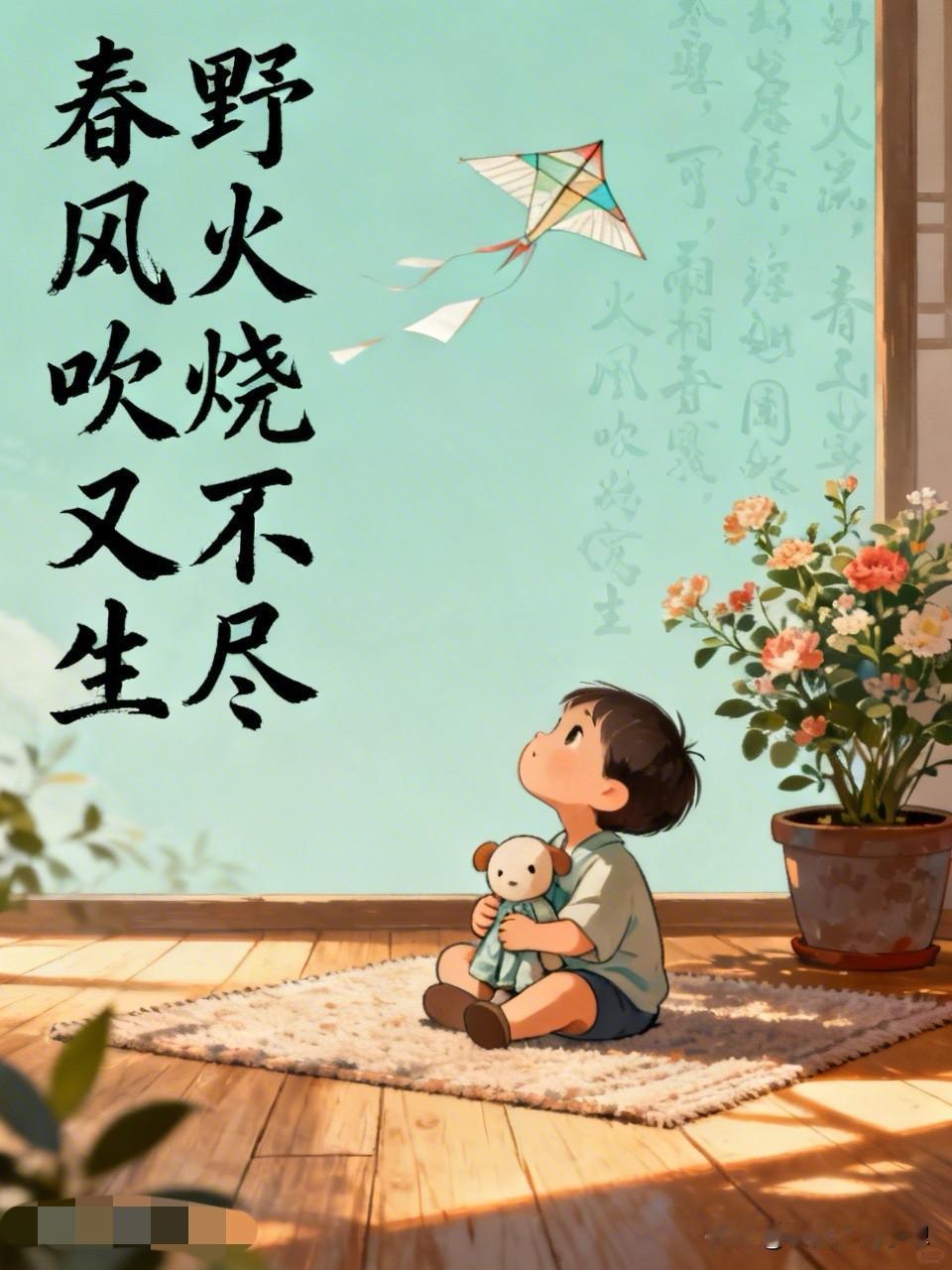 “野火烧不尽 春风吹又生”。小宝太可爱了！出去玩背古诗，在家睡觉前背古诗，早上睡