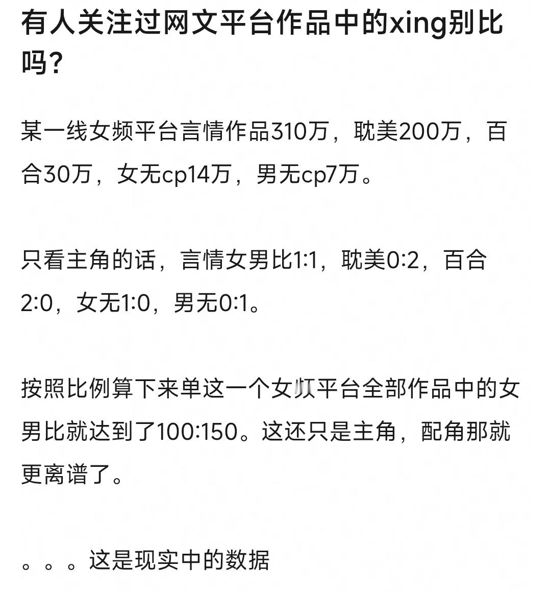 好妙的切入度，也是和现实相照应了。但就这也还是女性平台，起点更难看。 ​​​