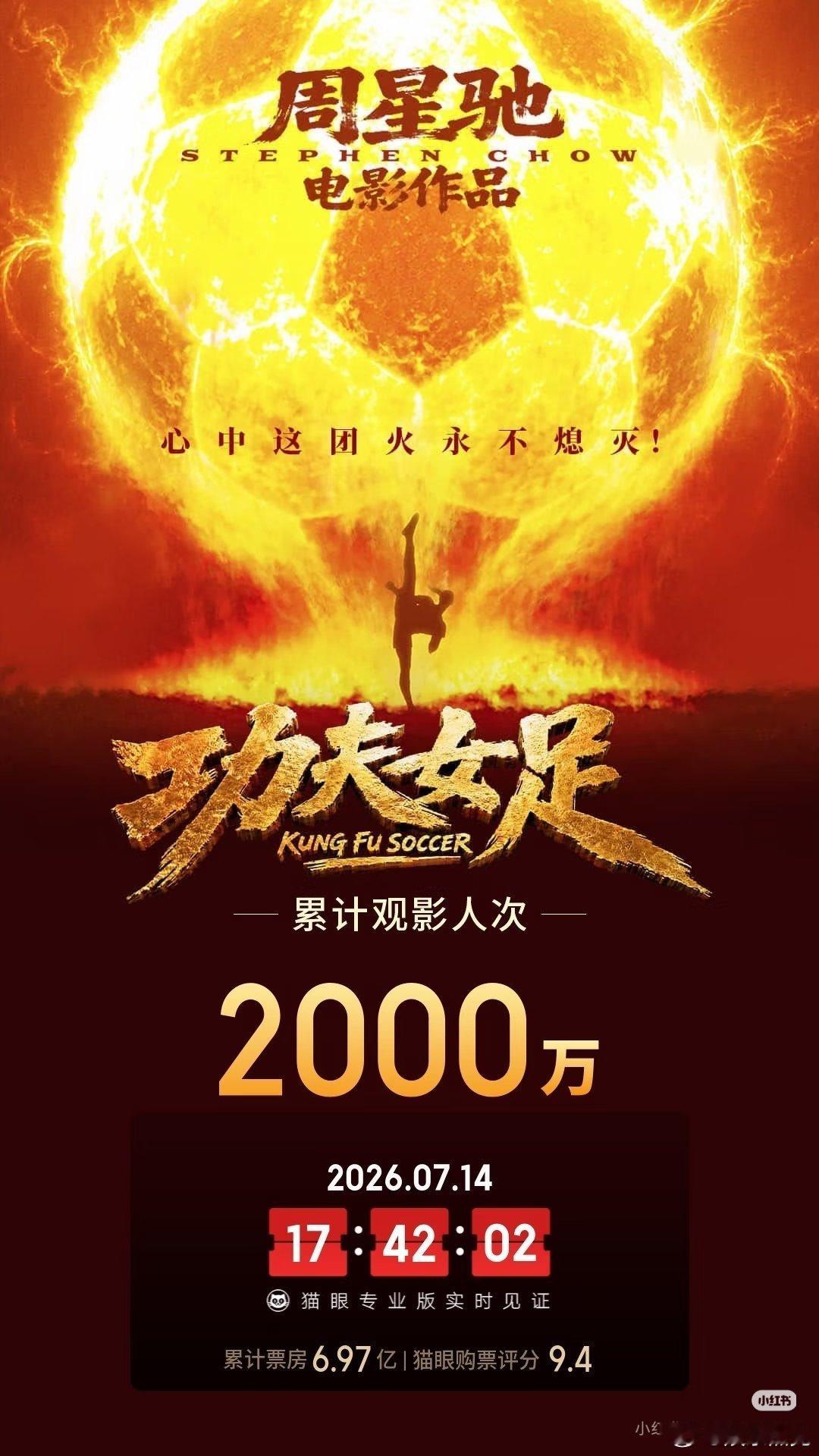 功夫女足票房破7亿，观影人数破2000万，张小斐主演票房破110亿。 