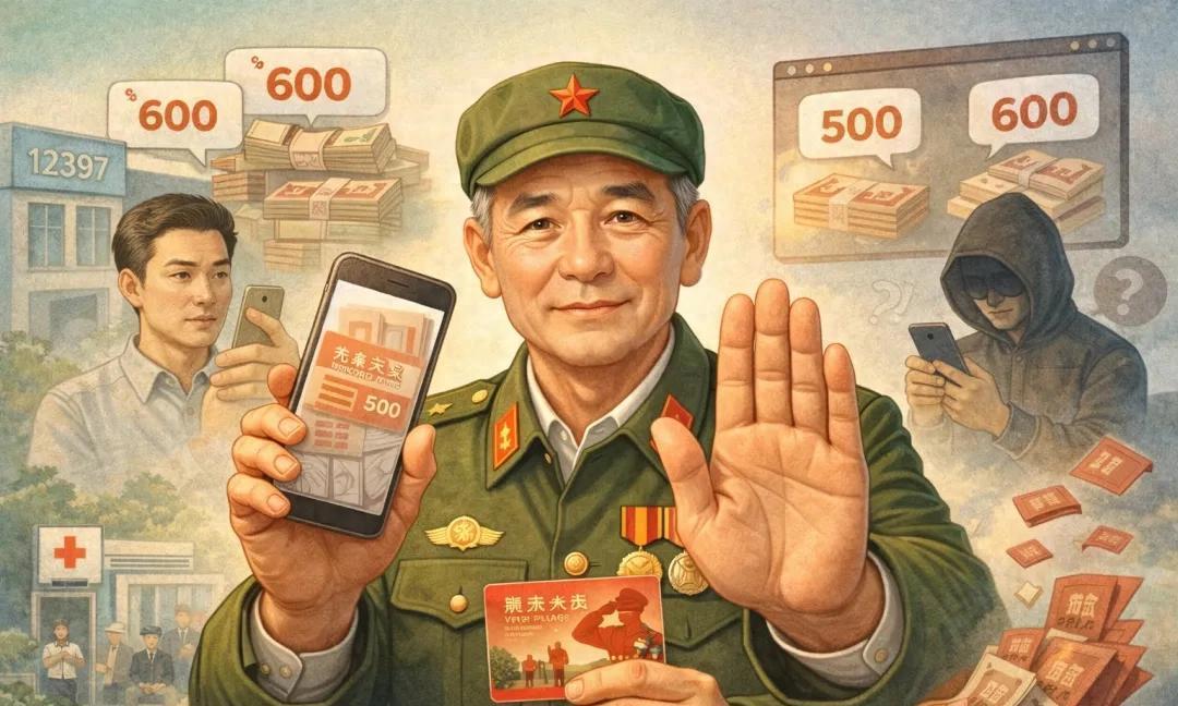 官方已辟谣。近期抖音、微信群乱传。优待证不是发钱卡，是身份凭证。金融功能同普通借