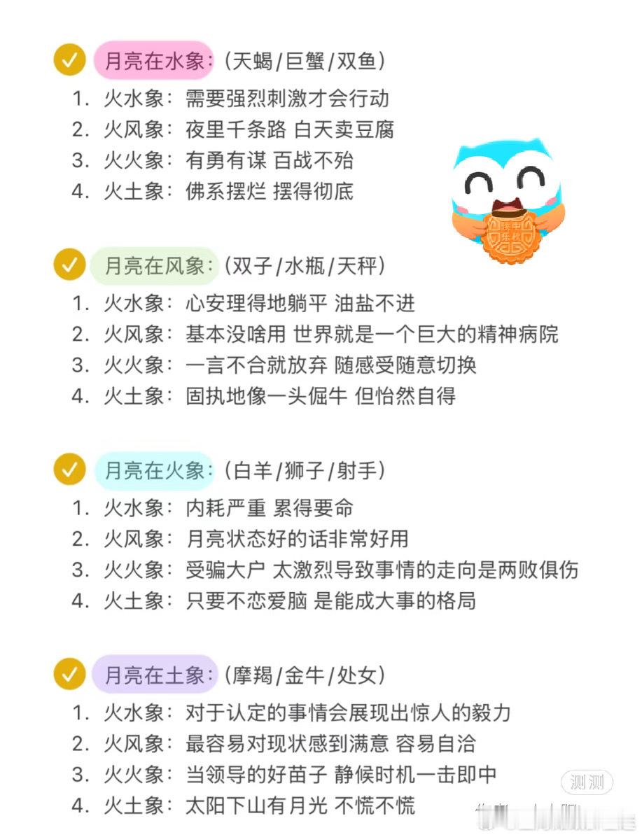 月亮在风火水土的意义…感觉说我的有点准… 