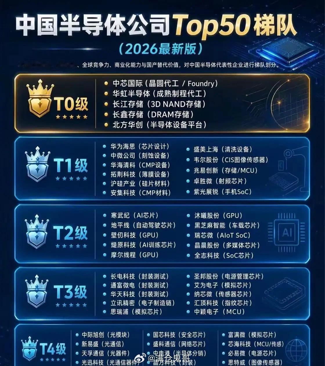 拆解中国半导体Top50梯队：谁在卡脖子，谁在破局当“国产替代”从政策口号升级为