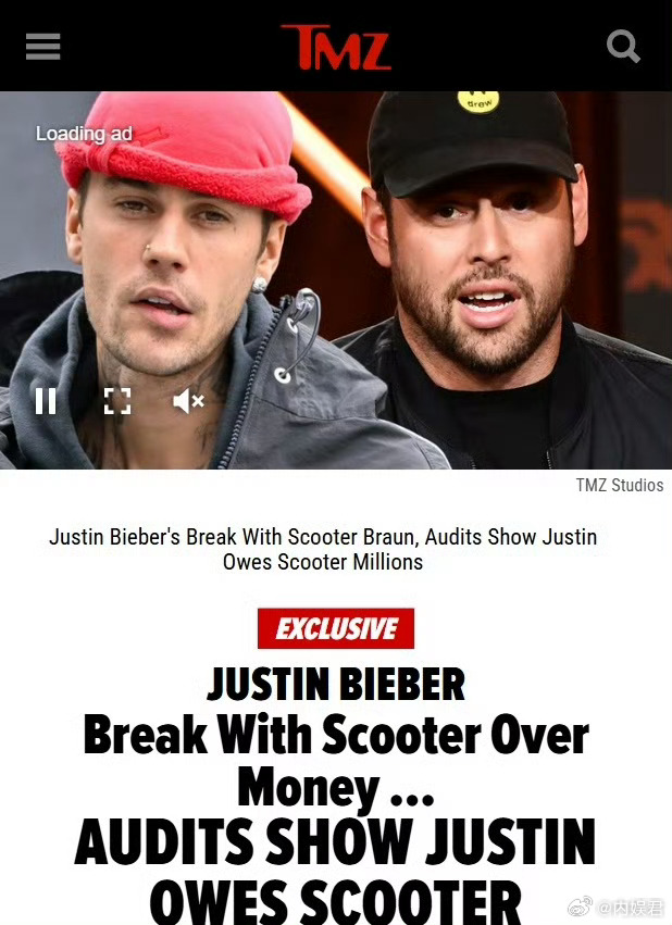 比伯陷入经济危机据TMZ，贾斯汀·比伯陷入经济危机，欠前经纪人Scooter B