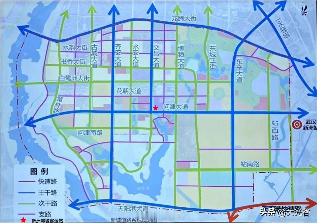 新洲 ｜问津新城某版规划图！