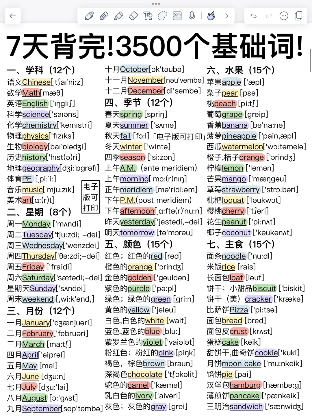 太顶了‼️分类背诵英语3500词❗️词汇量暴涨❗️