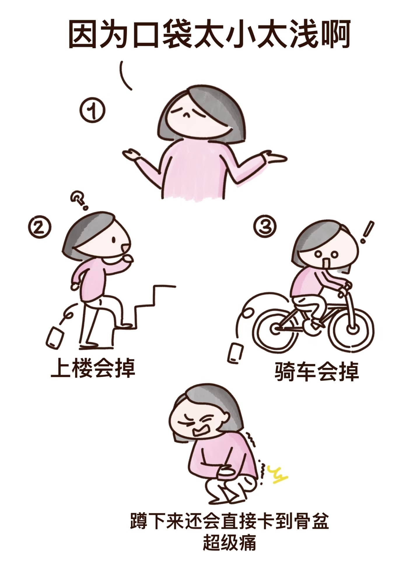 我将不会再买放不下手机的衣服了女装口袋是迷你的，水洗标是扎人的，缝线是粗硬的，布