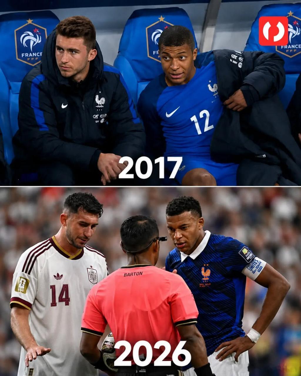 物是人非⚡️2017 并肩队友，2026 成为赛场对手2017 年，二人一同坐在