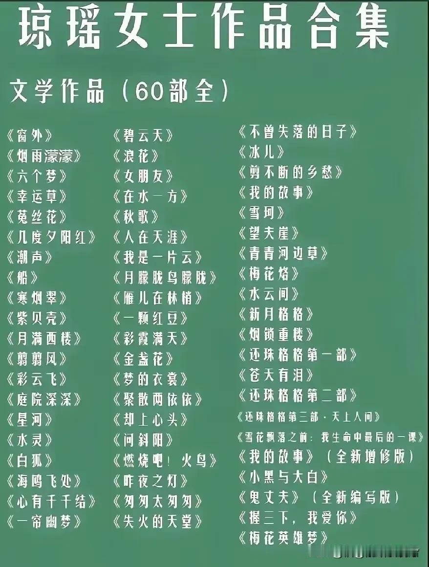 琼瑶用生命教会了，
女人最重要的事情。
爱情是绚丽的烟火，亲情是永久的牵挂，追求