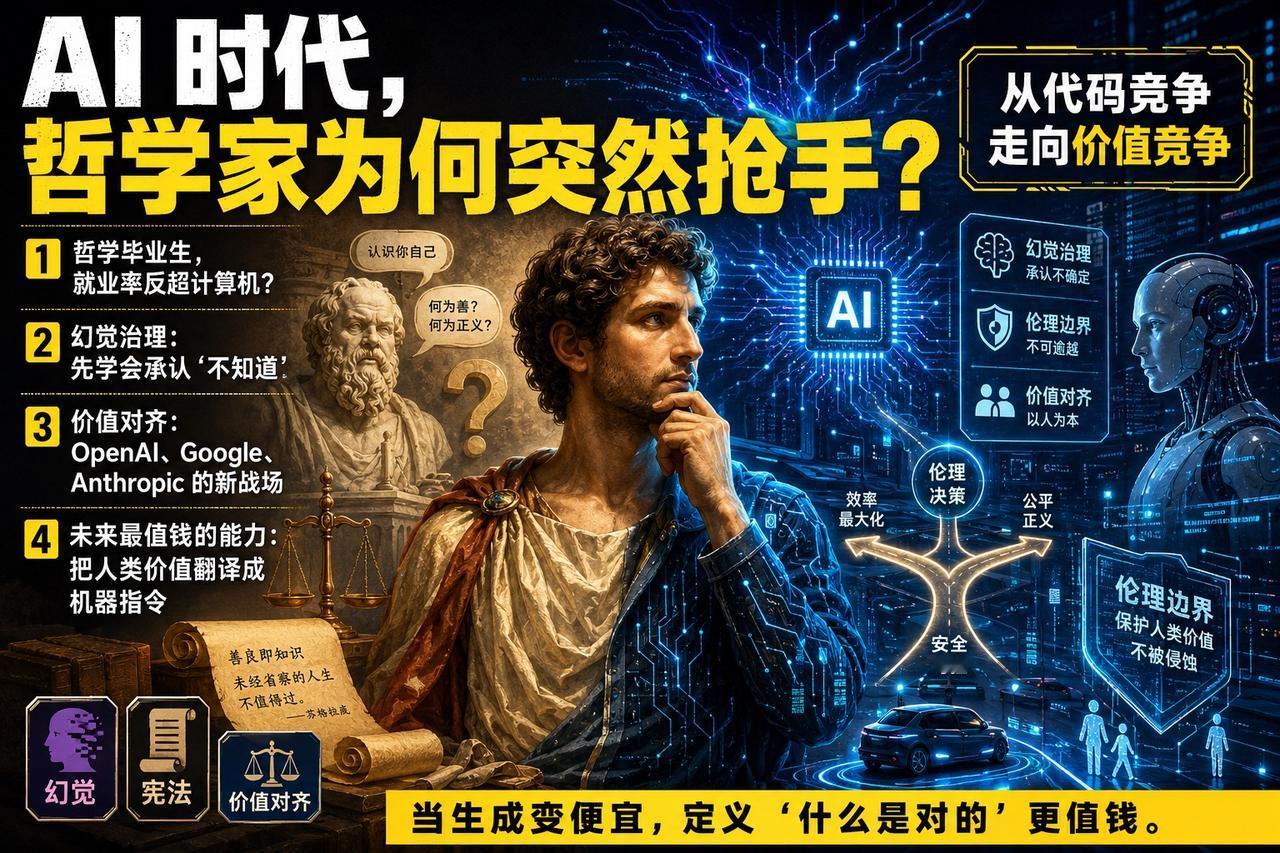 【当代码不再是壁垒，哲学成了AI的“灵魂补丁”】

十年前，全世界都在劝文科生“