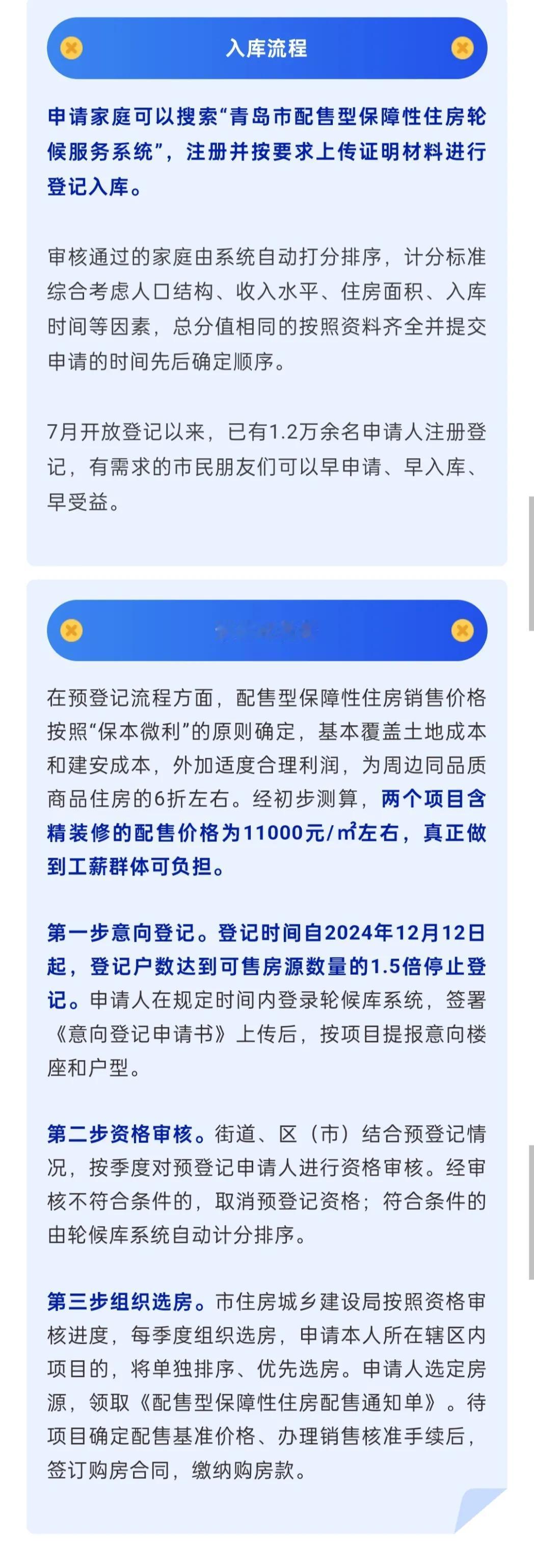 青岛市配售型保障性住房实行轮候制度，首批京口路、开封路两个配售型保障性住房项目、