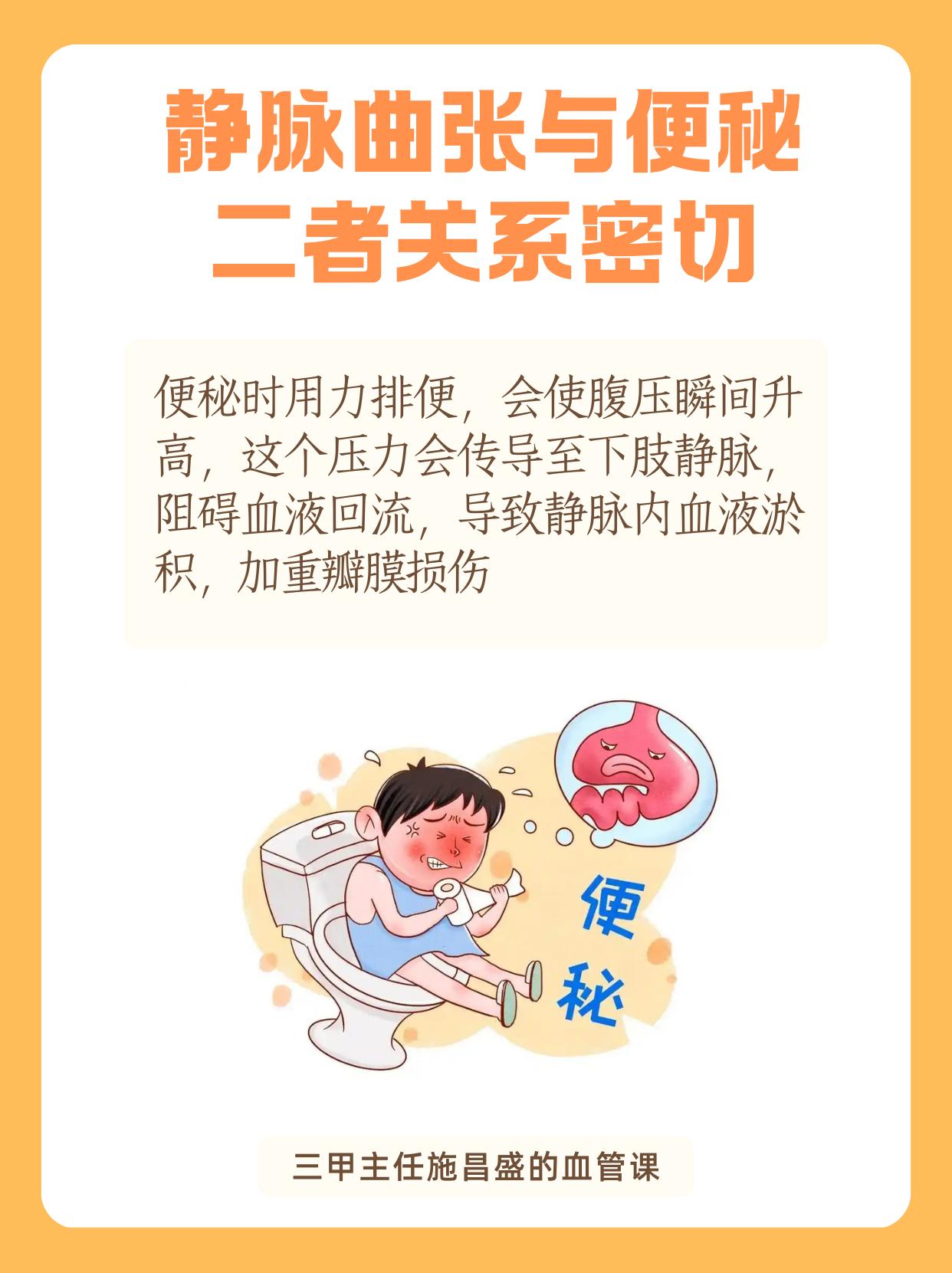 静脉曲张与便秘二者关系密切。便秘会 “火上浇油” 加重静脉曲张，核心逻辑很简单