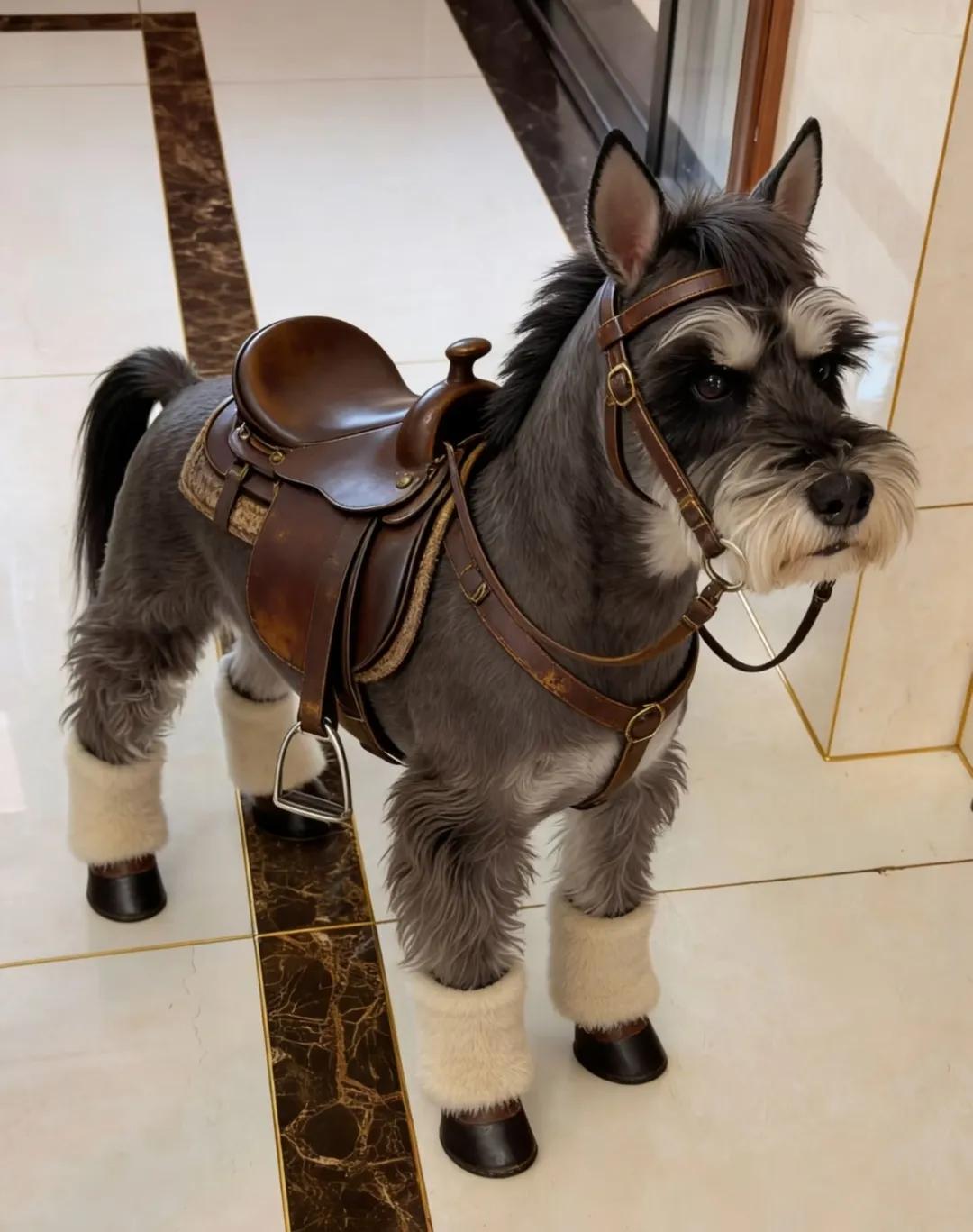 我的小马狗，马年了给狗狗加了一套装备，你们说像马不？