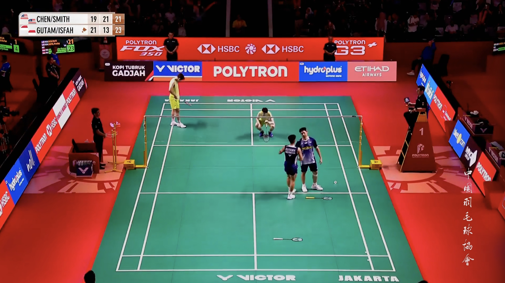 咖塔曼/伊斯法哈尼🇮🇩 21-19、13-21、23-21 🇺🇸陈子亦/