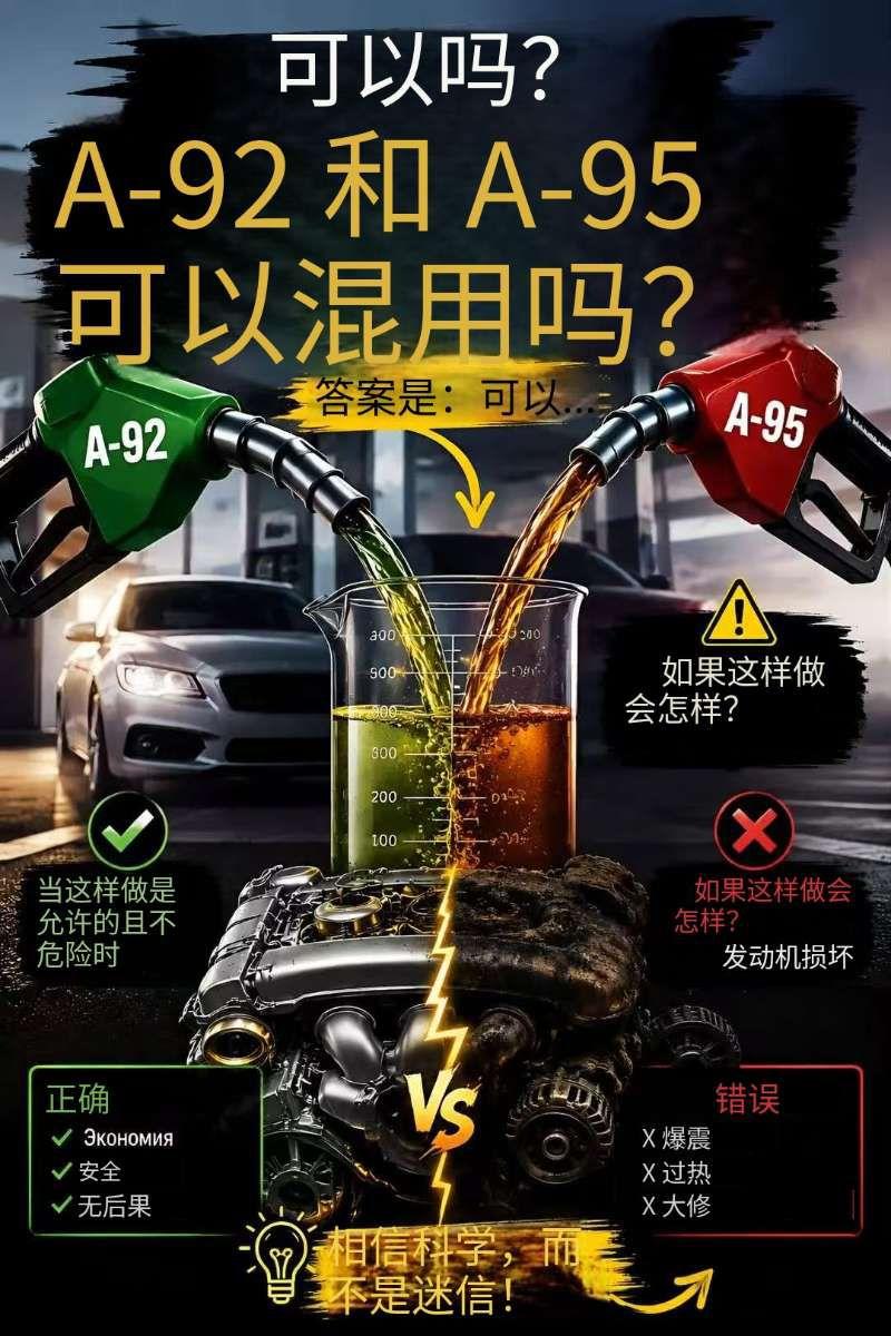 A92和A95汽油可以混加吗？加油站没有你要加的油？
很多人疑问：
❌ 油箱里有