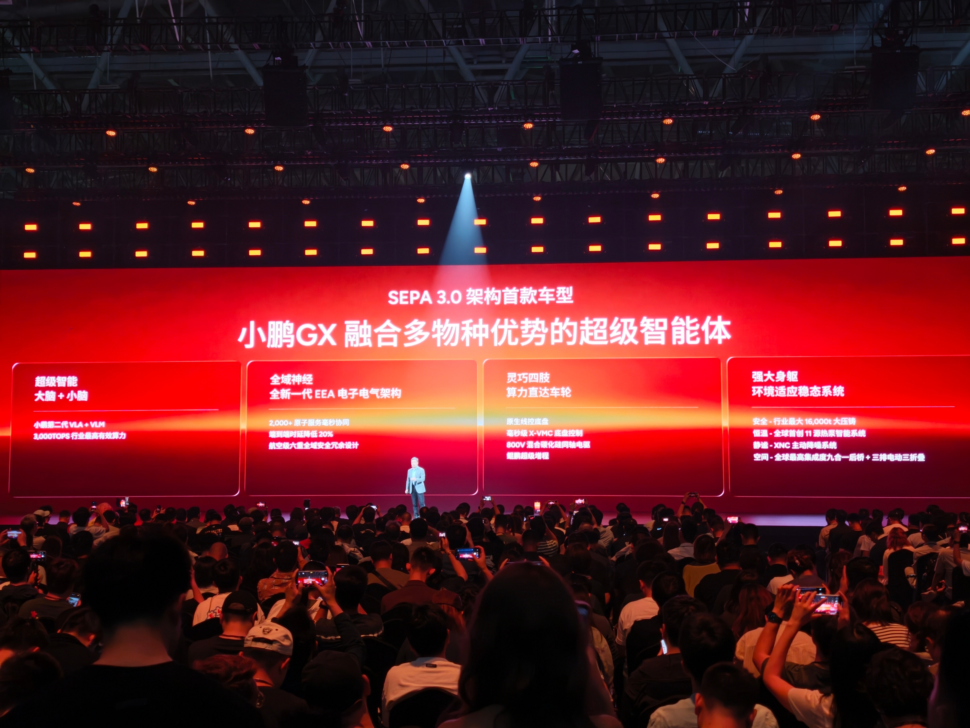小鹏GX是SEPA 3.0架构的首款车型，升级架构了新科技旗舰小鹏GX今晚预售