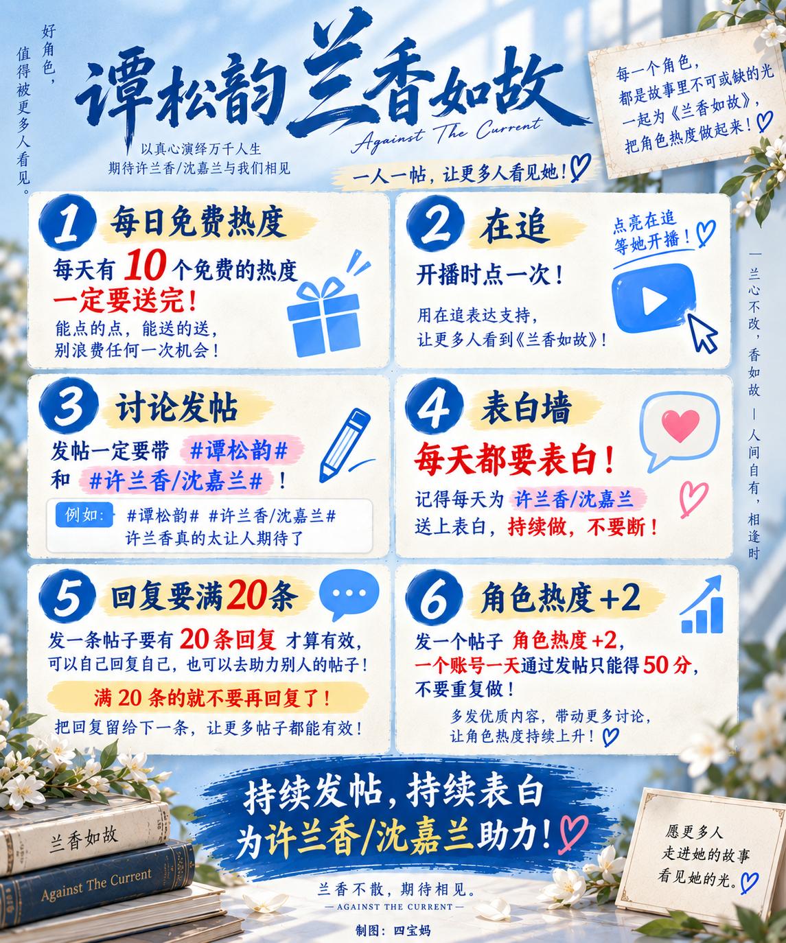 谭松韵[超话] [期待]谭松韵许兰香 腾讯视频的讨论、角色墙还有热度都上了，大家
