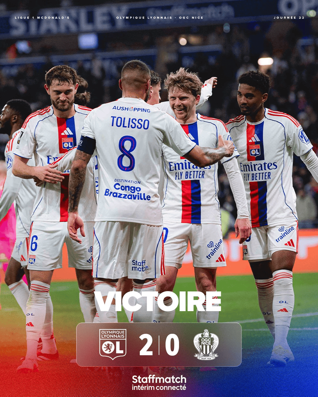 里昂2-0尼斯，托利索里程碑战破门，纳尔泰建功