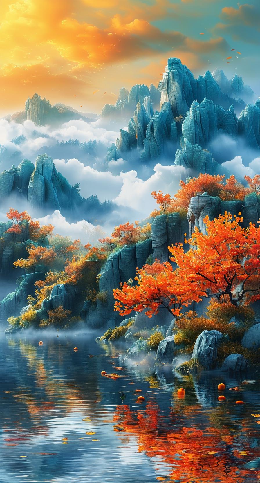 云雾缭绕的仙境图片太让人着迷了！像保康县马桥镇尧治河村梨花山，雨后初晴，海拔17