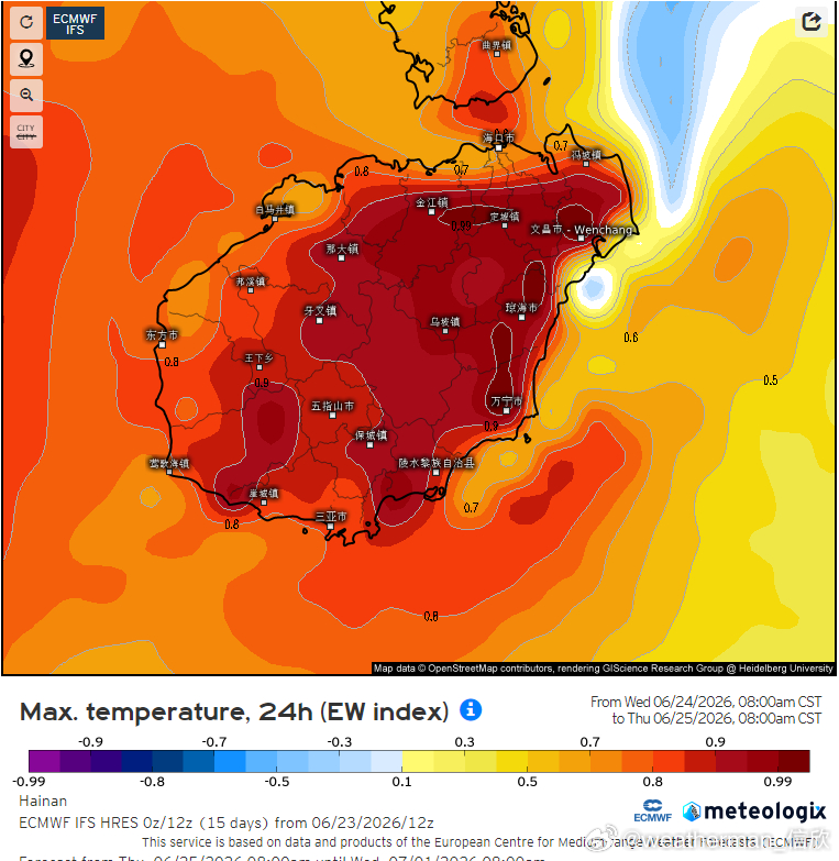 【海南高温霸屏】今天12时，海南站点包揽气温榜前十，澄迈39.1℃领跑。从今天最