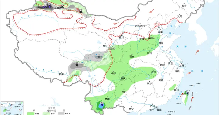 2预警齐发，中央气象台：今晚到明晚，云南、海南岛等地有短时强降水，新疆、青海、西藏等地部分地区有大到