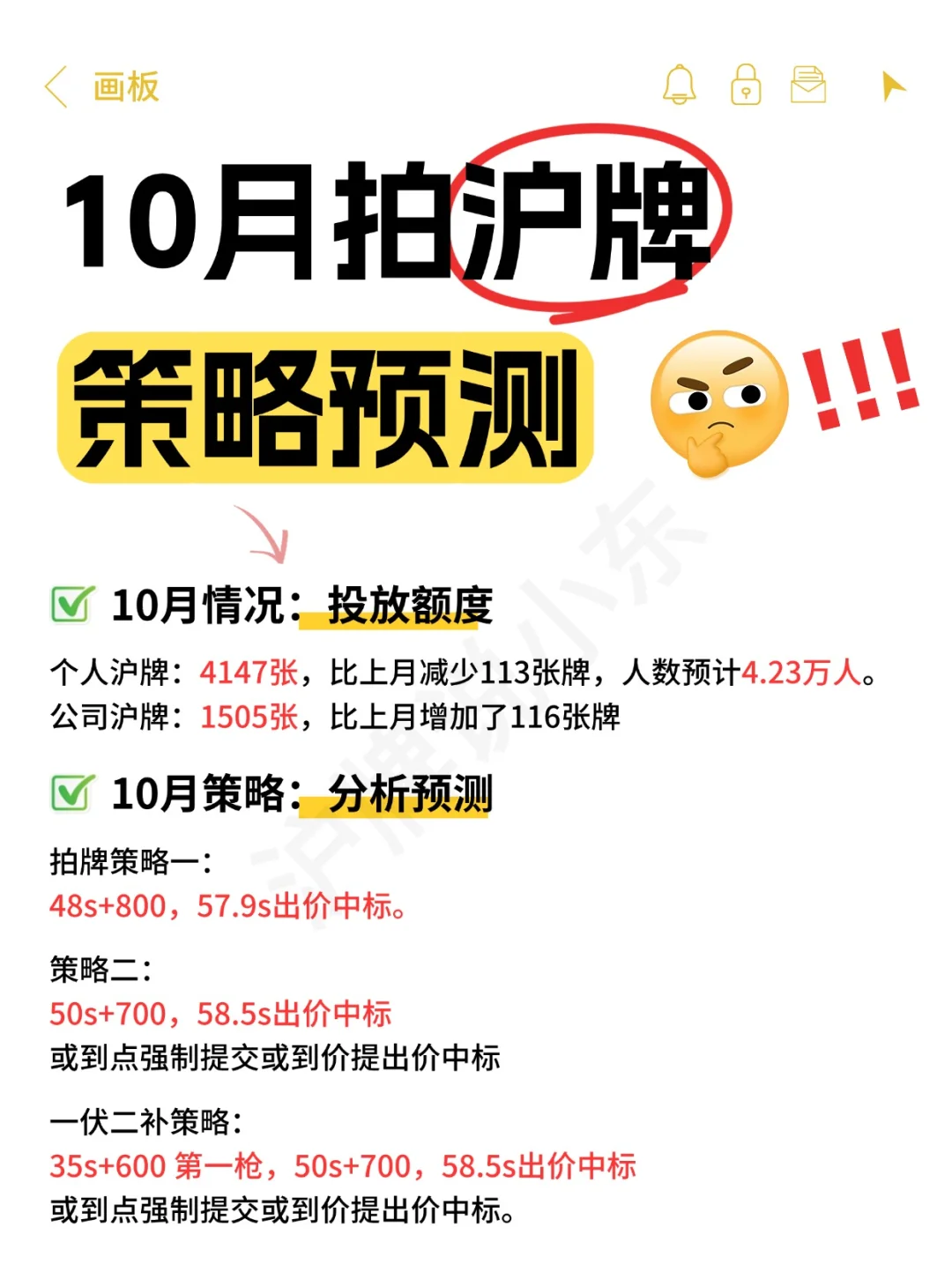 加急‼️10月拍沪牌策略🔥带操作讲解！