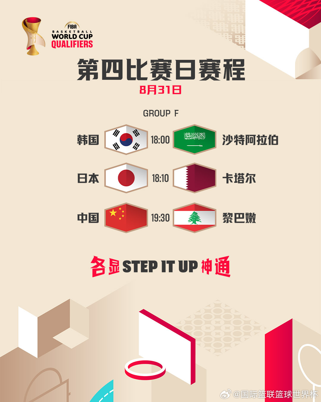 2027 FIBA世界杯 亚洲区预选赛第4️⃣窗口期第4️⃣比赛日赛程✨ 北京时