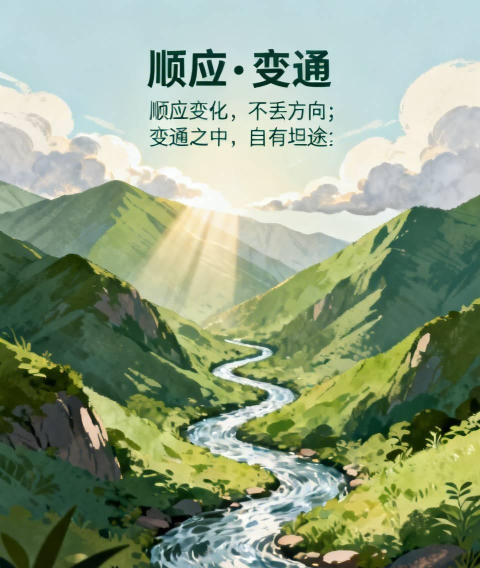 顺应•变通

山间的溪流，遇石则绕，遇谷则聚，从不执着于固定的路径。真正的智慧，