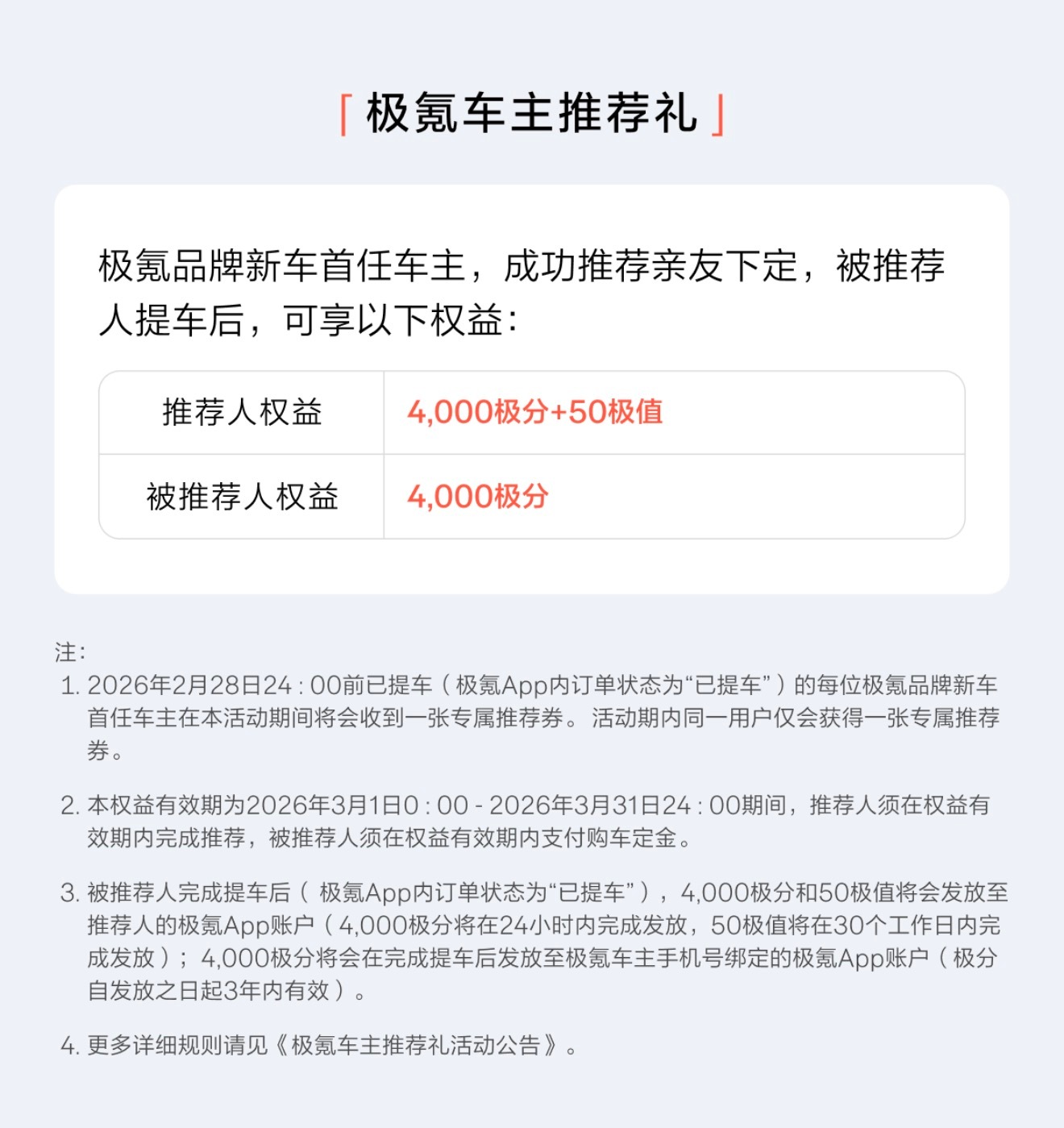 极氪 极氪3月购车权益来了，简单说在2月权益的基础上多了“推荐购”，如果你推荐亲