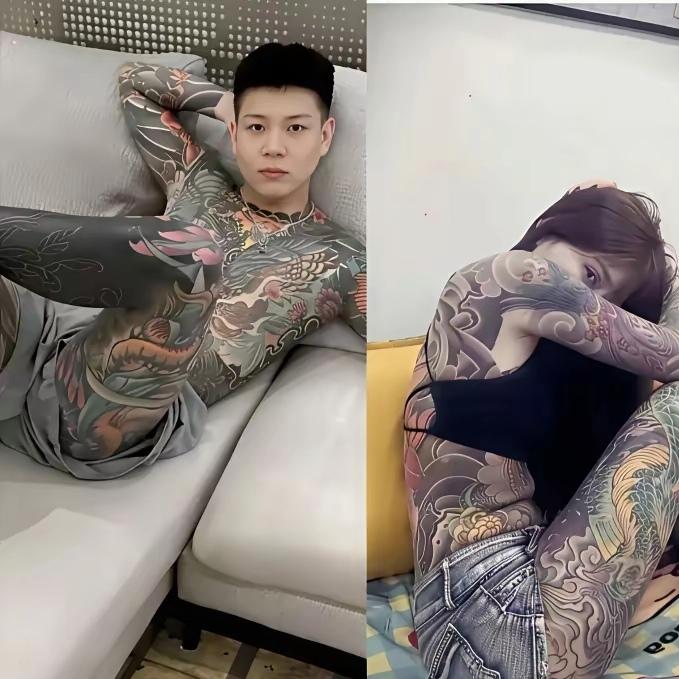 家人们，今天看到个超奇葩的事儿，差点没把我笑岔气！有人把纹身纹得那叫一个夸张，整