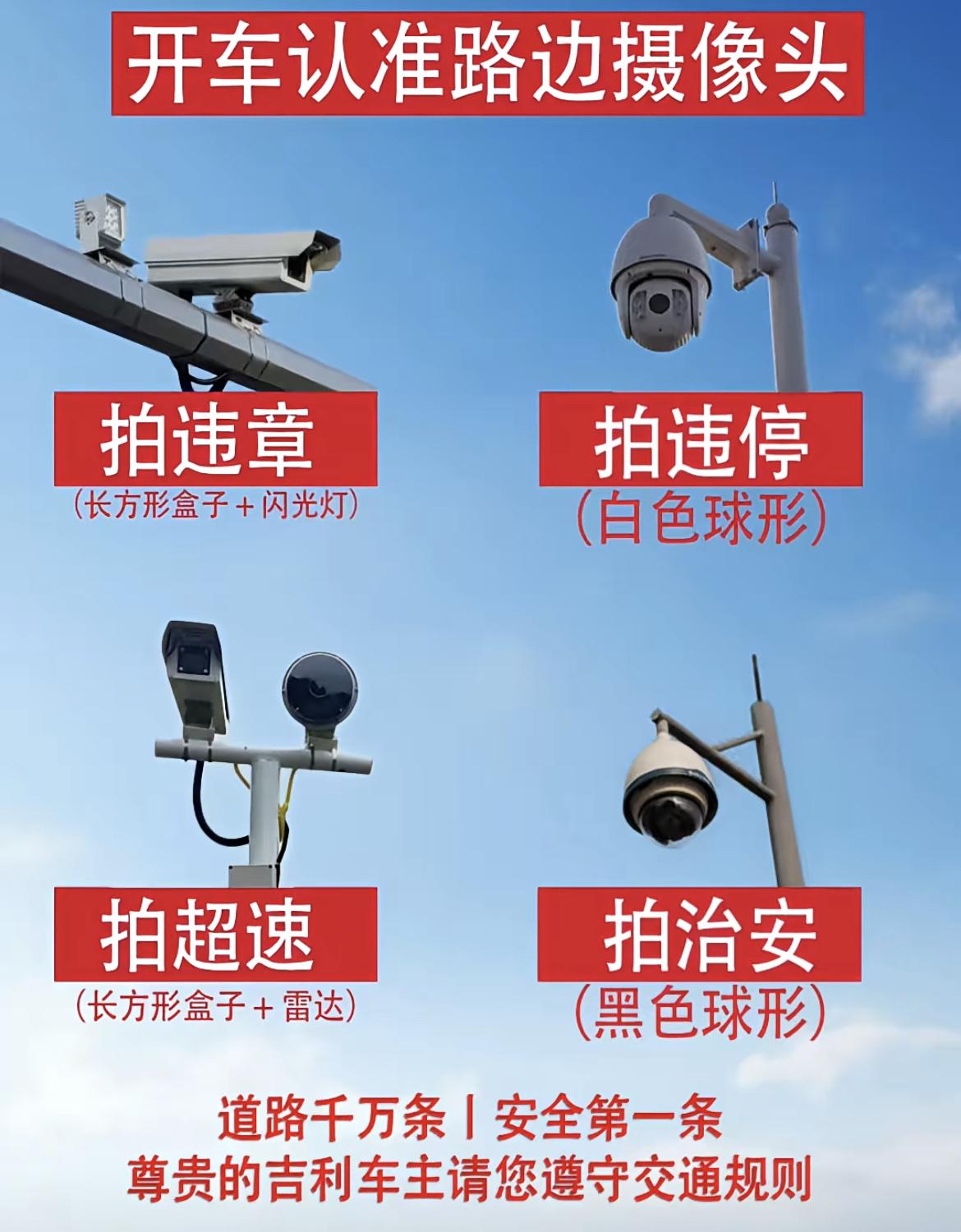 开车：🚗认准路边摄像头，帮你成功避免罚单。
1，长方形，闪灯：是拍违章！
2，