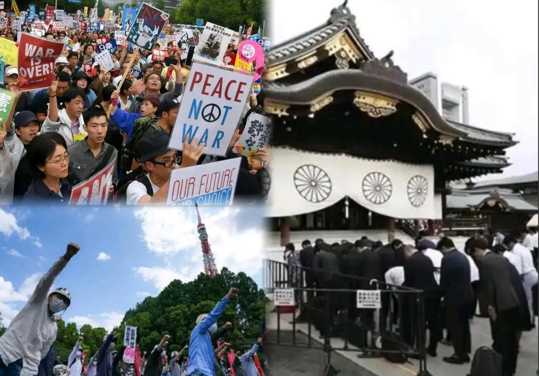 日本老百姓也怒了

靖国神社前高喊"别拜战犯

东京这几天可热闹了，上千日本市民