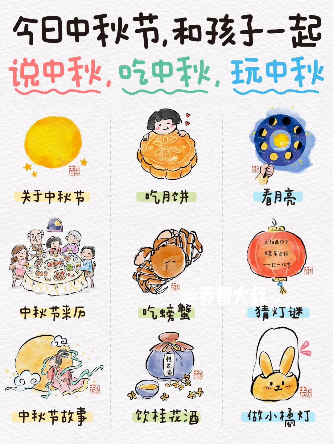 今日中秋，和孩子一起说中秋，吃中秋，玩中秋