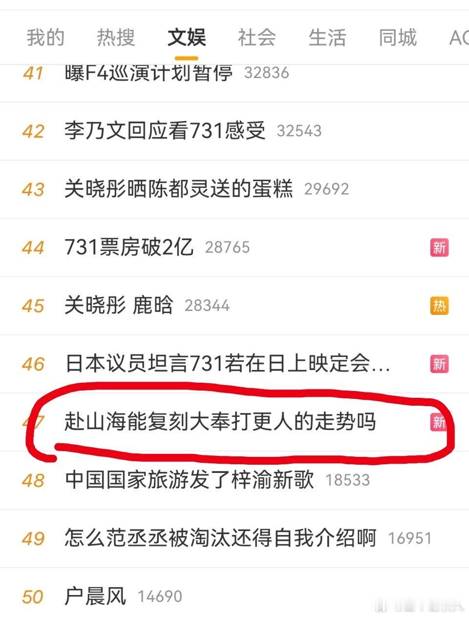 赴山海能复刻大奉打更人的走势吗 24万阅读量、1953讨论量就能上rs了哦[无聊