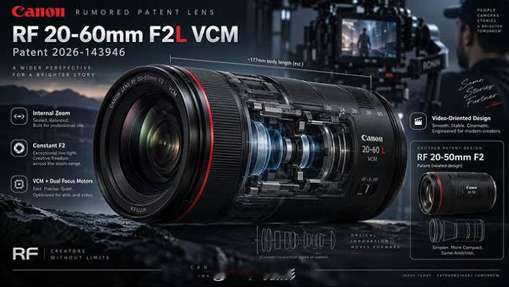 佳能 RF 20-60mm f/2L VCM 专利曝光佳能 RF 20-60mm