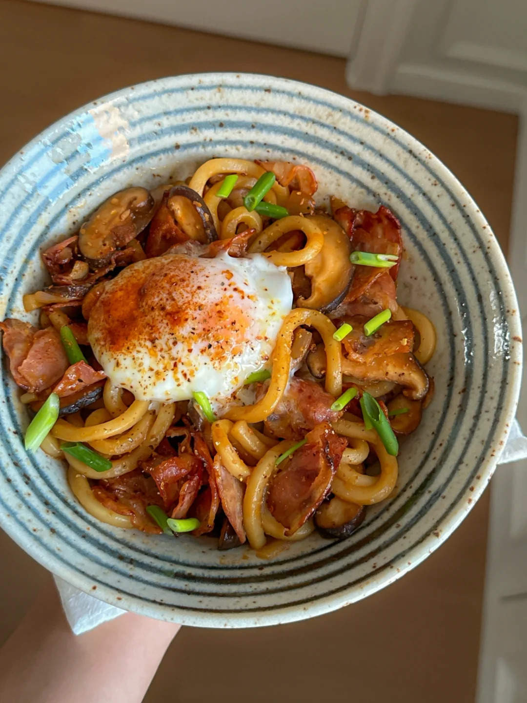 低卡培根炒乌冬🍜