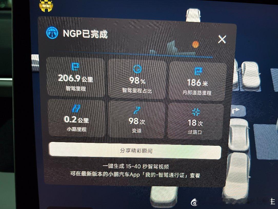 昨天晚上冒雨杭州回无锡第一次全程使用智驾小鹏NGP稳定的很，98%智驾占比虽然是