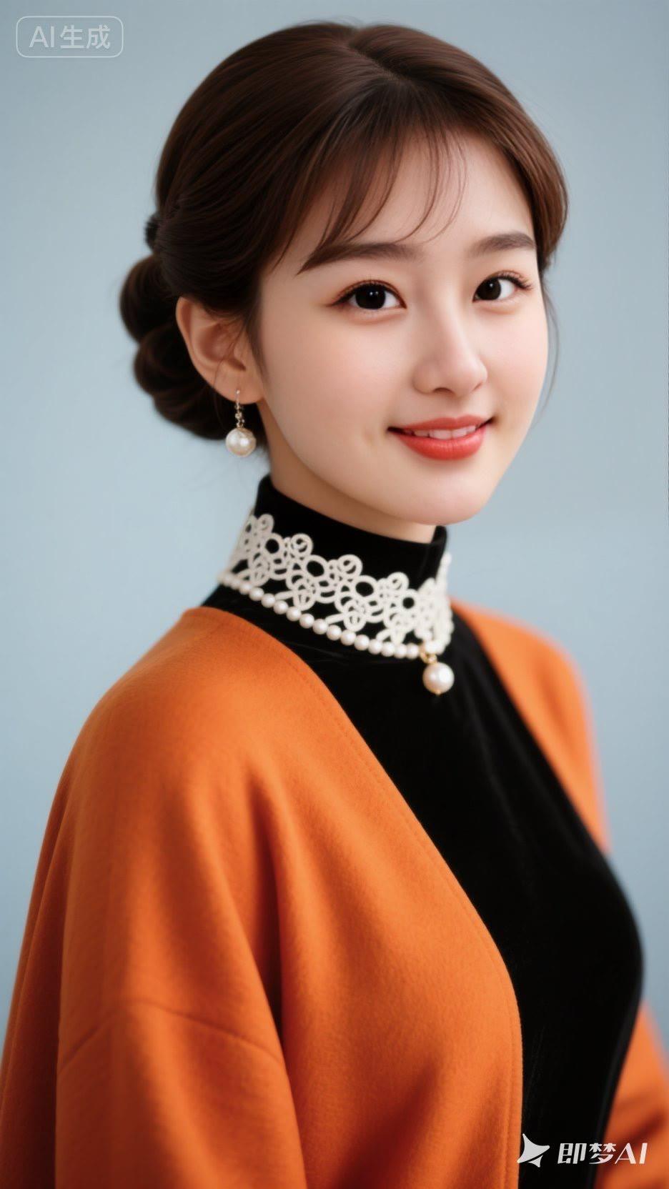 优雅气质，复古风穿搭，珍珠项链点缀，完美造型！