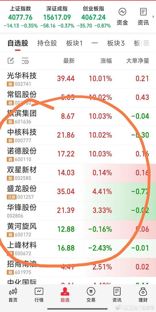 今天跟踪票一览 